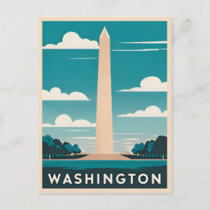 Vintage resor Washington Monument Retro Graphic Vykort