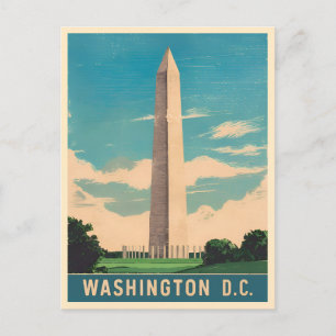 Vintage resor Washington Monument Retro Scenia Vykort