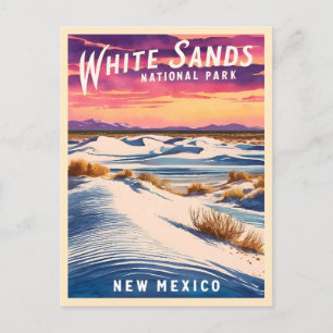 Vintage resor White Sands nationalpark Retro Vykort