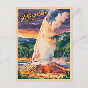 Vintage resor Yellowstone nationalpark Retro Vykort
