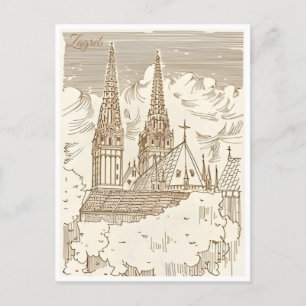 Vintage resor Zagreb Kroatien Cityscape retro Vykort