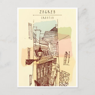 Vintage resor Zagreb Kroatien Cityscape retro Vykort