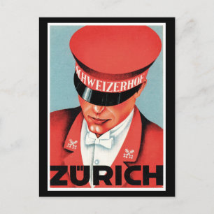 Vintage resor Zurich schweiziska etikett Art Postc Vykort