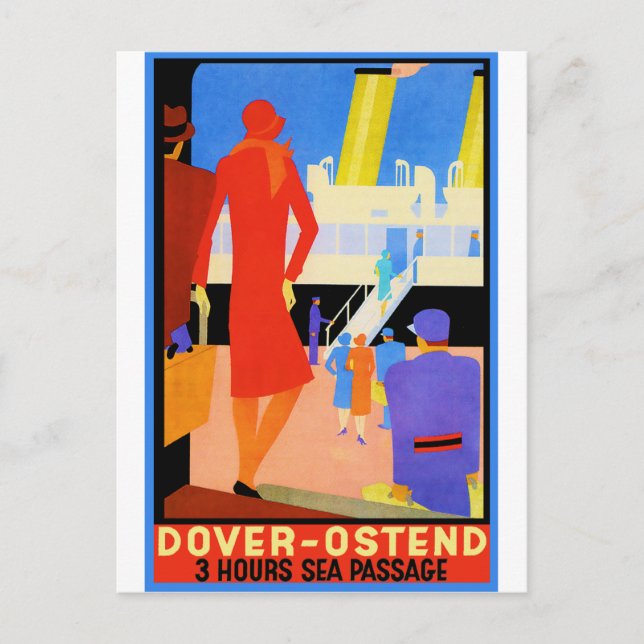 Vintage resoraffisch: Dover Ostend Vykort (Framsida)