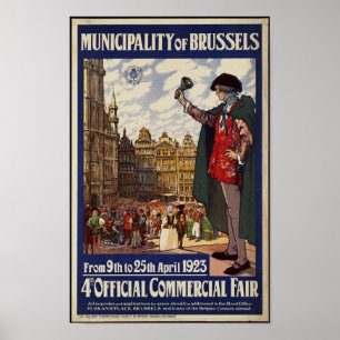 Vintage resoraffisch för Bryssel Poster