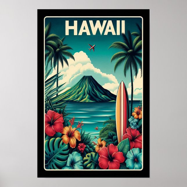 Vintage-resoraffisch för Hawaii Poster (Framsidan)