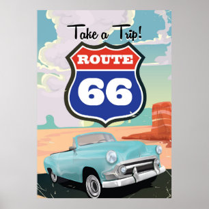 Vintage resoraffisch för rutt 66 poster