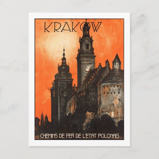 Vintage resoraffisch, Krakow Vykort (Framsida)