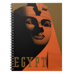 Vintage-resoraffisch med Sfinxen, Egypten, Afrika Anteckningsbok Med Spiral