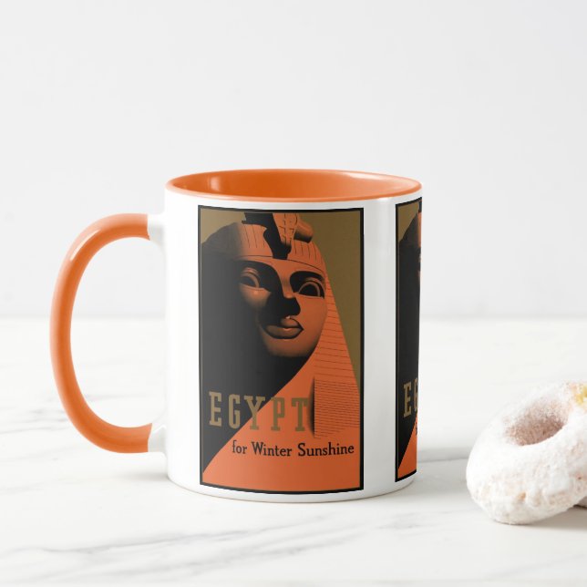 Vintage-resoraffisch med Sfinxen, Egypten, Afrika Mugg (Med munk)