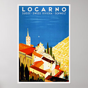 Vintage resoraffisch, schweiziska Locarno Riviera Poster