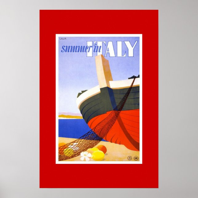 Vintage-resoraffisch sommar i Italien Poster (Framsidan)