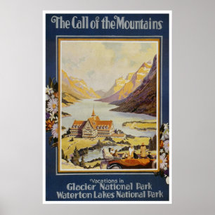 Vintage resoraffischer - glaciärnationalpark poster