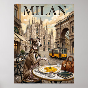 Vintage resoraffischer Milano Italien Hund Poster