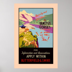 Vintage resorannons den Yangtze klyftachinan Poster
