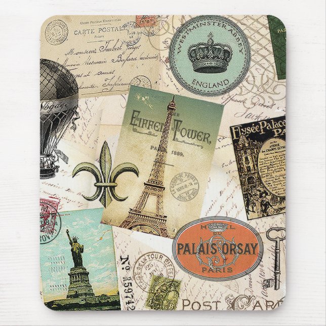 Vintage resorcollagemousepad musmatta (Framsidan)