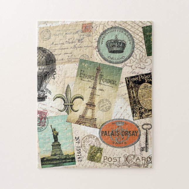 Vintage resorcollagepussel pussel (Vertikal)