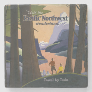 Vintage-resorereklam för Pacific Northwest från 19 Stenunderlägg