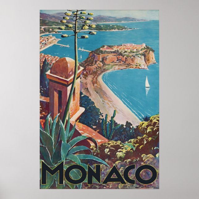 Vintage-resoreseaffisch Monaco Franska Rivieran Poster (Framsidan)