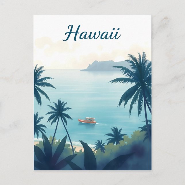 Vintage-resorillustration från Hawaii Vykort (Framsida)