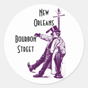 Vintage resorklistermärkeBourbon gata New Orleans Runt Klistermärke
