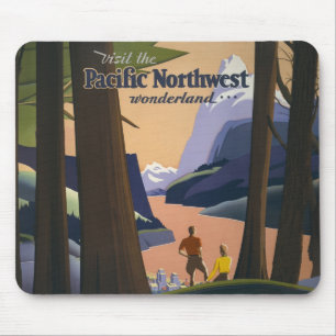 Vintage-resorplakat för Pacific Northwest 1925 Tåg Musmatta