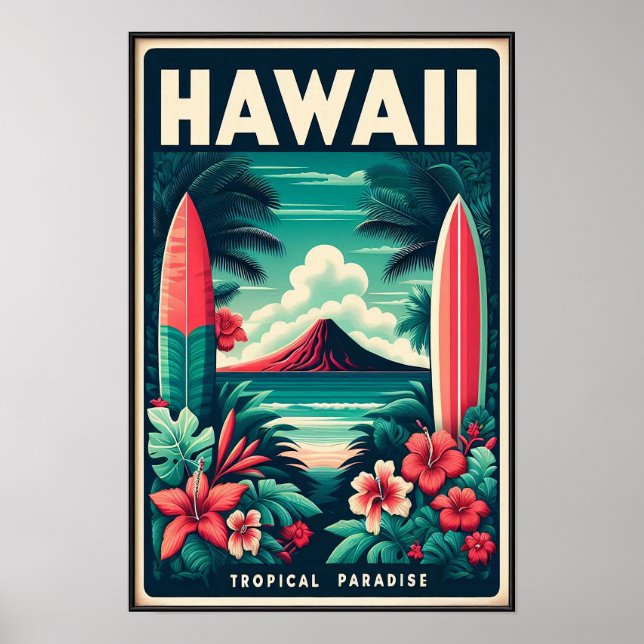 Vintage-resorposter för Hawaii Poster (Framsidan)
