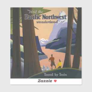Vintage-resorposter för Pacific Northwest 1925 Tåg Klistermärken