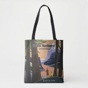 Vintage-resorposter för Pacific Northwest 1925 Tåg Tygkasse