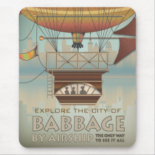 Vintage resorstad av den Babbage airshipen Musmatta