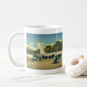 Vintage restaurang, 50-tals Drive In-diner och bil Kaffemugg