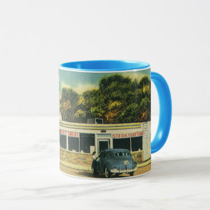 Vintage restaurang, 50-tals Drive In-diner och bil Mugg