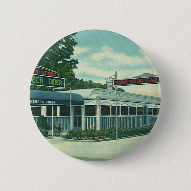 Vintage restaurang, retro Rhinebeck Roadside Diner Knapp (Framsida)