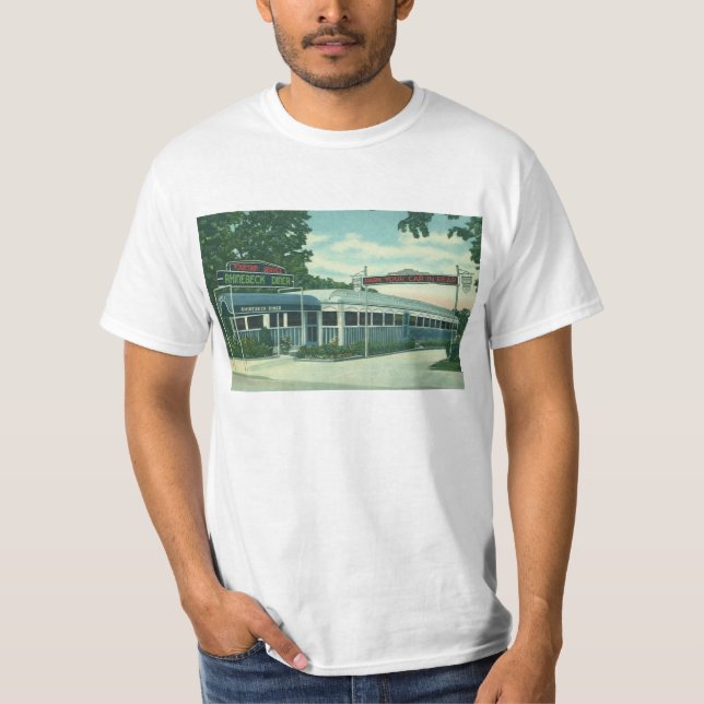 Vintage restaurang, Retro Rhinebeck vägrestaurang Tee (Framsida)