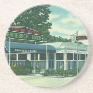Vintage restaurang, Retro Rhinebeck vägrestaurang Underlägg Sandsten