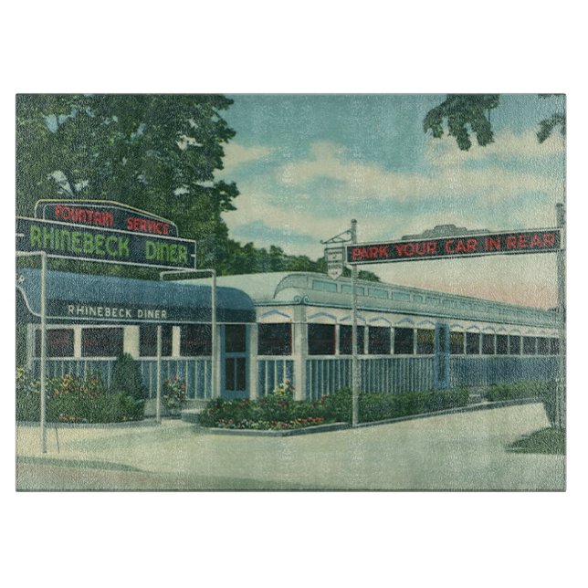 Vintage restaurang, retro vägrestaurang i Rhinebec (Framsidan)