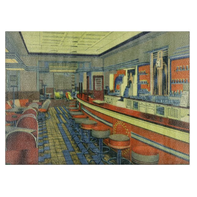 Vintage restaurang, retro vägrestaurang inredning (Framsidan)