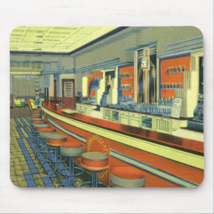 Vintage restaurang, retro vägrestaurang inredning musmatta