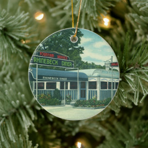 Vintage Restaurant, Retro Rhinebeck Roadside Midda Julgransprydnad Keramik