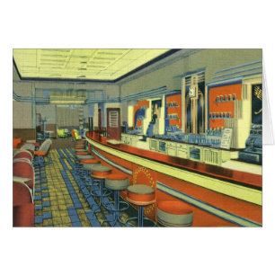 Vintage Restaurant, Retro Roadside Middag Insida Hälsningskort