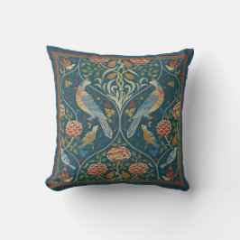 Vintage Restoration William Morris Träd Birds Blue Kudde
