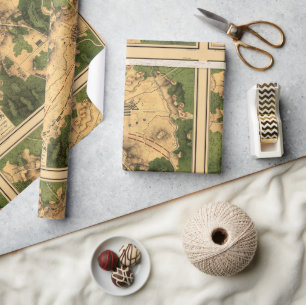 Vintage Restred Karta of Battle of Gettysburg, 186 Presentpapper