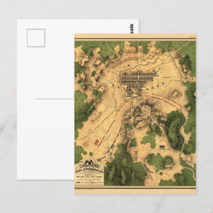 Vintage Restred Karta of Battle of Gettysburg, 186 Vykort