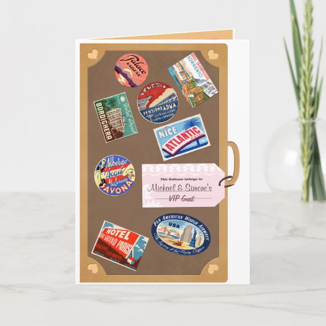 Vintage resväskainbjudan inbjudan (Framsida)