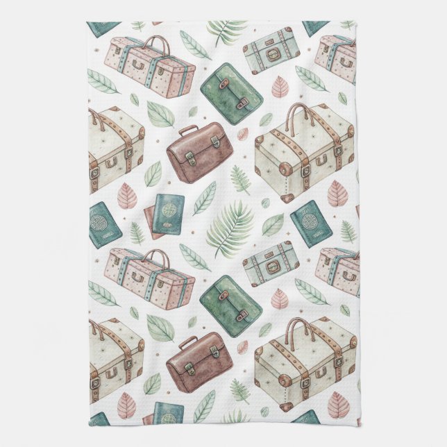 Vintage resväskemönster (1) kökshandduk (Vertikal)