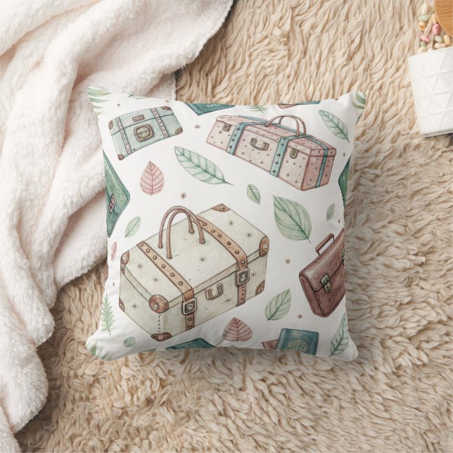Vintage resväskemönster (1) kudde (Filt)