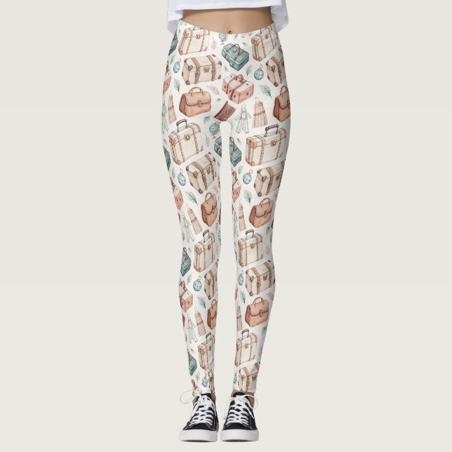 Vintage resväskemönster (2) leggings (Framsida)