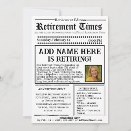 Vintage “Retirement Times” Newspaper Invitation Inbjudningar