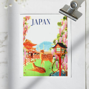 Vintage Retro 1930-talets Resa Affisch Hjort Japan Vykort
