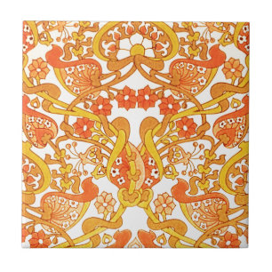 Vintage Retro 1960s Tangerine Kakelplatta